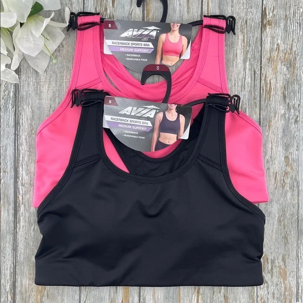 Women’s Racerback Sports Bra Medium Support 2-Pack Size S
